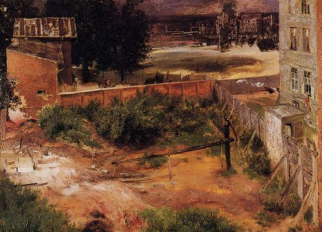 Adolph Menzel: Berlin, Südliche Friedrichstadt, Hinterhof in der Zimmerstraße, 1845